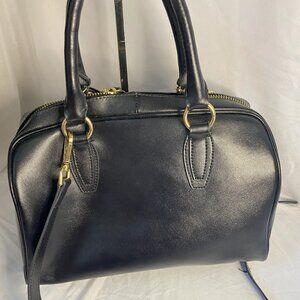 Cuore & Pelle Black Celeste Satchel Leather w/Crossbody Strap and Double Handles